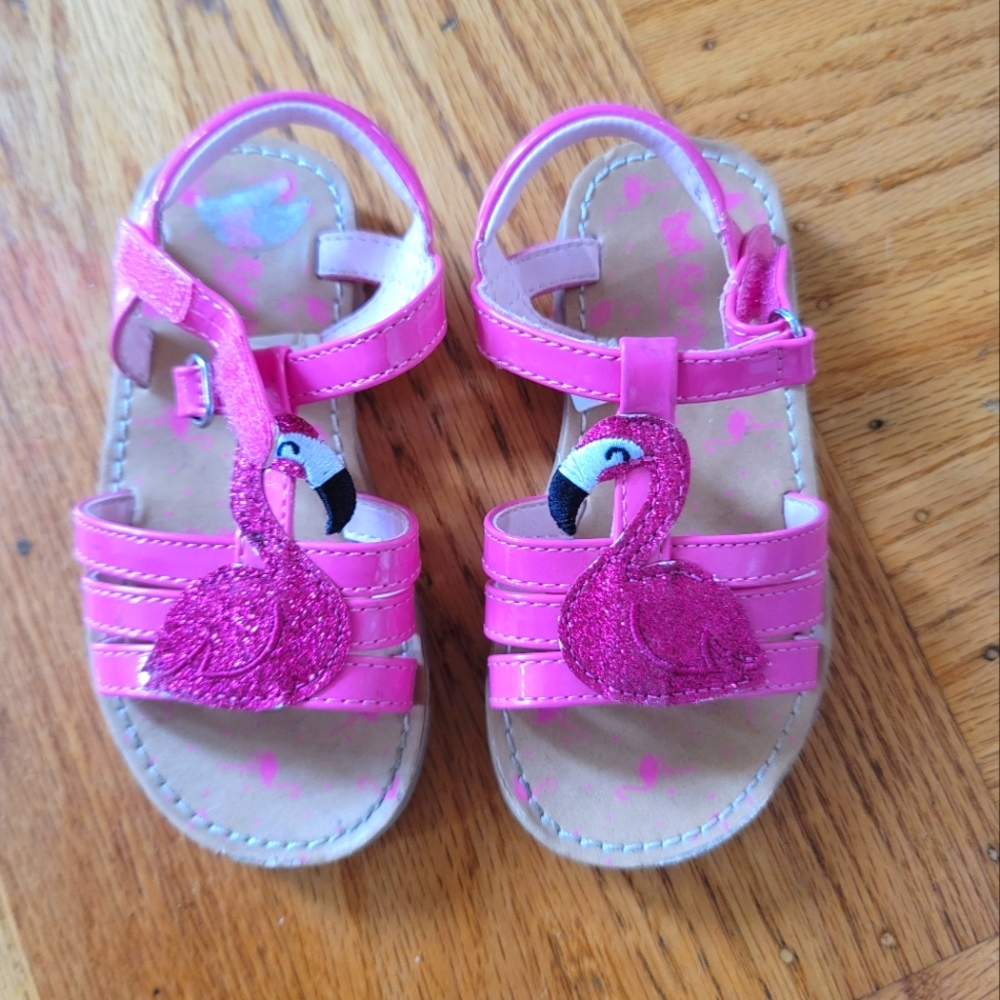 Toddler girls pink flamingo sandals